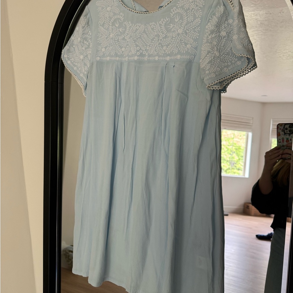 Light Blue Embroidered Dress